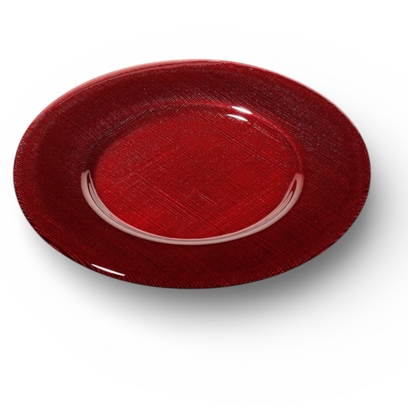Set of 4 Villeroy & Boch Sparkle Vibrant Ruby Red 13.5” Glass Charger Plates - Picture 2 of 10